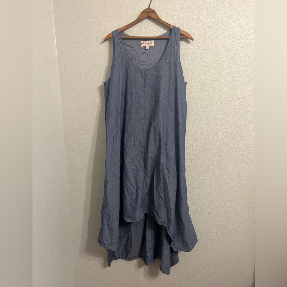 PHILOSOPHY Sleeveless Blue High Low Dress SIZE L
